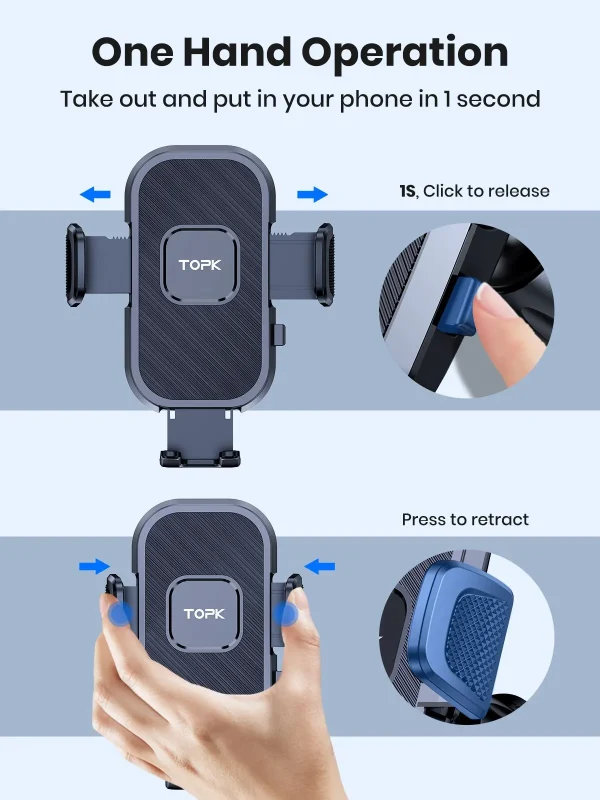 TOPK Car Phone Holder ,Gravity Stand for iPhone Xiaomi Samsung Car Mobile Support for Dashboard Windshield Air Vent Phone Mount - Image 2