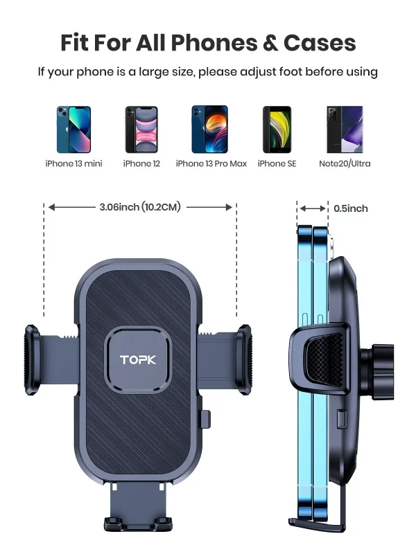 TOPK Car Phone Holder ,Gravity Stand for iPhone Xiaomi Samsung Car Mobile Support for Dashboard Windshield Air Vent Phone Mount - Image 3