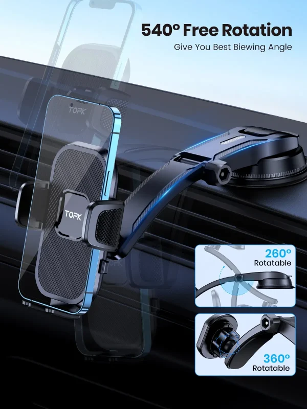 TOPK Car Phone Holder ,Gravity Stand for iPhone Xiaomi Samsung Car Mobile Support for Dashboard Windshield Air Vent Phone Mount - Image 6